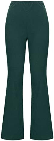 מכנסי מטען Ozmmyan לנשים בכיס בצבע אחיד מכנסי התלקחות מזדמנים מכנסיים ארוכים בתוספת גודל