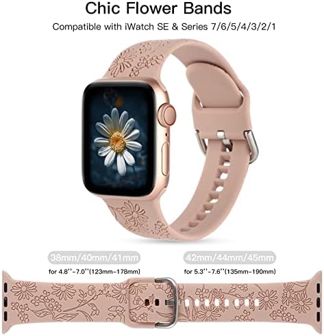 2 חבילות להקות חרוטות פרחוניות תואמות להקות Apple Watch 38 ממ 40 ממ 41 ממ לנשים, פרחי בר חמודים מעצבים רצועת כף