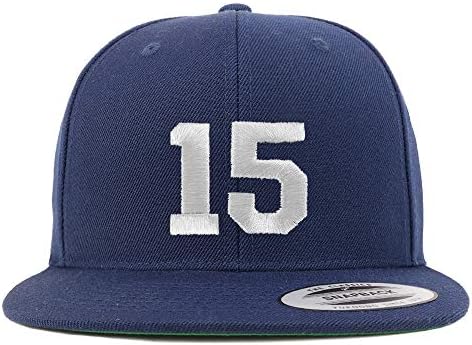חנות הלבשה אופנתית מספר 15 חוט לבן רקום שטר שטוח סנאפבק כובע בייסבול