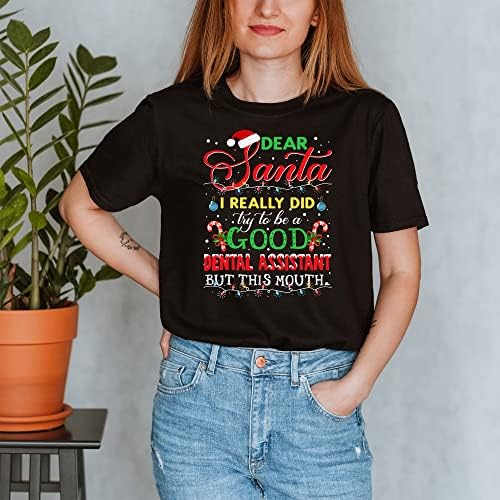 MOOBLA יקרה סנטה עוזר שיניים חולצת חג מולד, חולצות עוזרות שיניים, חולצת עוזר שיניים לחג המולד, חג המולד