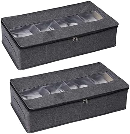 2 מארגן נעליים חבילות מתחת למיטה, מתחת למיטה קופסאות אחסון רחיצות עם מכסים, קופסת מיכלי אחסון נעליים עם