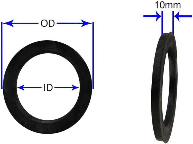 חלקי אביזרי גלגלים סט של 4 טבעת מרכזית של רכזת 93.1 ממ OD עד 67.1 ממ מזהה רכזת, פוליקרבונט שחור