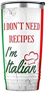 מתנות איטלקיות לנשים גברים, גאווה איטלקית מצחיקה נירוסטה 20 עוז דגל איטליה כוס. אני לא צועק אני איטלקי