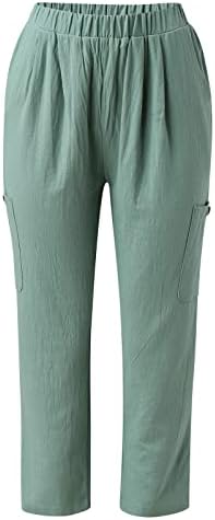 מכנסי נשים ארוכות בקיץ המותניים הגבוהים במותניים צבע אחיד מכנסיים ארוכים קלים תשע דקות של מכנסיים