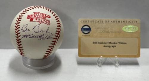 ביל באקנר ומוקי ווילסון חתמו על בייסבול של סדרת העולם העולמית משנת 1986. שטיינר - כדורי חתימה
