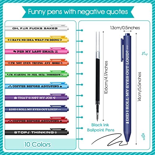 10 יחידות מצחיק עטים נשלף שחור דיו עט עוקצני עטים משרד מתנה פוגע מתלונן שלילי ציטוט עט אולטרה בסדר