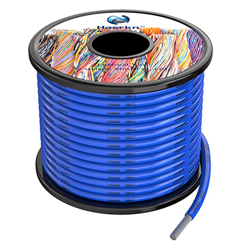 כבל חוט חשמלי סיליקון 10AWG סיליקון 25ft כחול 10 חוטי חיבור חוטי חיבור חוט נחושת משומר חוט גמיש וסיבוב