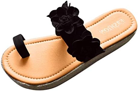 סנדלים לנשים דפוס פרחים מזדמנים סנדלים תחתונים עבה אופנה בוהן פתוחה סנדלים מוצקים מארג נעליים שחור