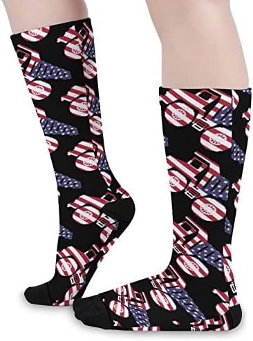 גרבי גרביים של משאית דגל אמריקאית ספורט גרבי גרביים גבוהות גרביים לבני נוער למבוגרים