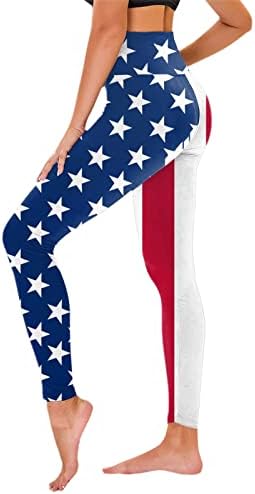 דגל אמריקאי 4 ביולי חותלות נשים בקרת בטן ארהב 4 ביולי מכנסי יוגה נושמים ספורט יוגה באורך מלא של יוגה