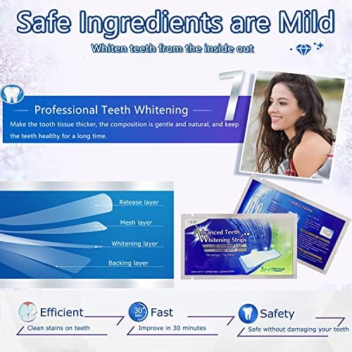רצועות הלבנת שיניים יפהפיות, 14 ערכת הלבנת שיניים לבנות שאינן רגישות, טכנולוגיית ללא החלקה מתקדמת, שיפור