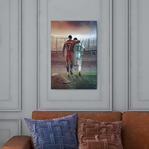 מופנמי אמנות כדורגל כוכבים כריסטיאנו רונאלדו וליונל מסי בד פוסטר אמנות קיר תפאורה 12 אינץ 18 אינץ