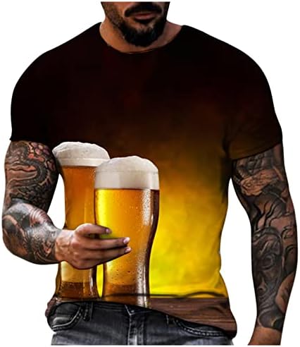 חולצות מעצבים לגברים תלת מימד הדפסת בירה דיגיטלית עגולה צוואר עגול שרוול קצר חולצה חולצה כל משחקים מגניבים