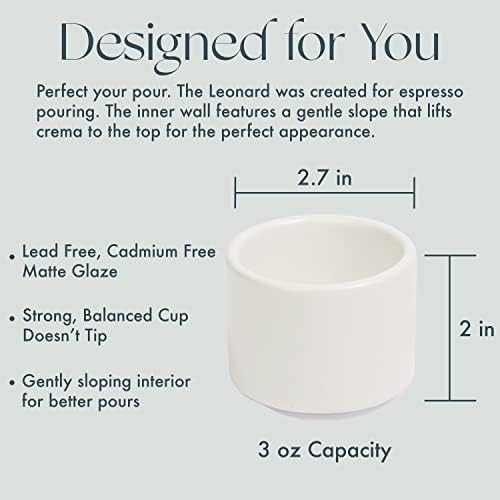 קרמיקה עממית לאונרד כוסות אספרסו קרמיות בעלות קירות כפולים / סט של 2, 3 אונקיות, ספלי דמיטסה מבודדים
