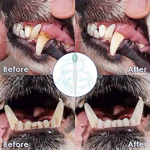 אוטומטי כלב מברשת שיניים, 4 חבילות סיליקון פרו דו צדדי רך נוחות עדין שיניים מברשות סט ערכת עם 5.7 סנטימטרים