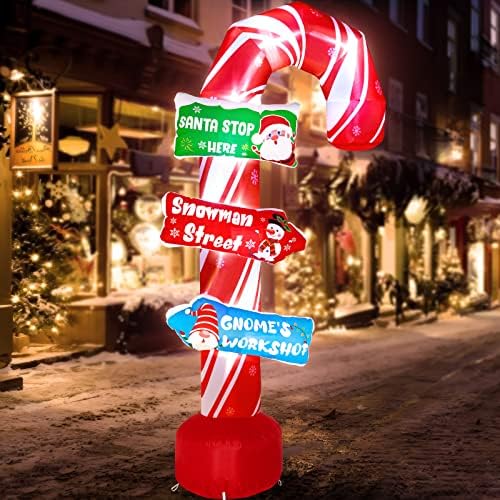 קישוטי חג המולד חיצוניים בגודל 8.2ft - מתנפחים ממתקים קנדי ​​שלט חג המולד חג חג המולד סנטה שלג של סנאום שלטי רחוב
