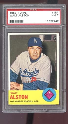 1963 Topps 154 Walt Alston PSA 7 כרטיס בייסבול מדורג NM לוס אנג'לס דודג'רס - כרטיסי בייסבול מטלטלים