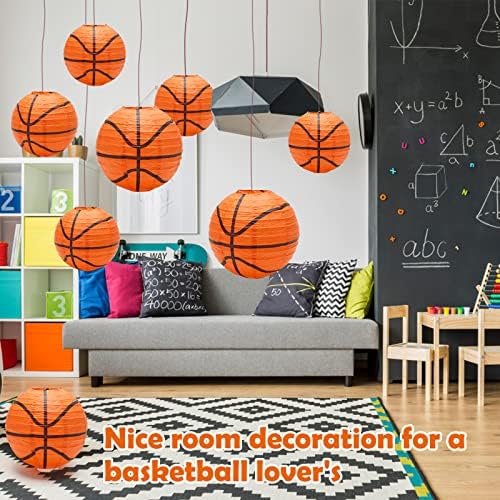ווינספיד 12 יחידות כדורסל פנסי נייר 8 אינץ כדורסל תליית פנסי עבור בני חדר תקרת דקור