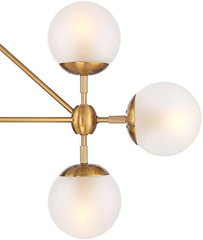 פוסיני אירו עיצוב גמלון רך זהב תליית נברשת תאורה 40 1/2 רחב אמצע המאה מודרני ספוטניק חלבית זכוכית גלוב