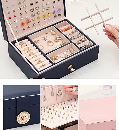 קופסאות תכשיטים ProttyLife לנשים, קופסת תכשיטים, מארז תכשיטי נסיעות, מארגן עגילים, מחזיק תכשיטים, מארגן שרשרת,