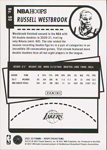 2021-22 Panini Hoops 90 ראסל ווסטברוק לוס אנג'לס לייקרס NBA כרטיס מסחר בכדורסל