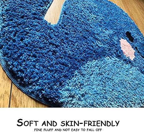 שטיחי אמבטיה של ICOSAMRO כחולים שטיח אמבטיה לוויתן שטיח חמוד ללא מחצלת מחצלת מיקרופייבר טרי סופג מים סופגים