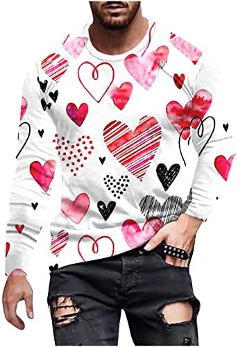 חולצות T לגברים חדש ליום האהבה החדש אהבה 3D מודפסת חולצת טריקו שרוול ארוך