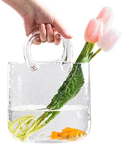 אגרטל ארנק זכוכית לפרחים, אגרטל פרחים ייחודי, אגרטלים בעבודת יד מכילים בועות יפות, אגרטלים לפרחים, עיצוב