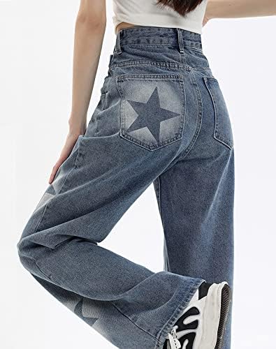 ג 'ינס בנות 2 ג' ינס מזדמנים כוכב הדפסה מכנסיים קלאסי ישר רגל מכנסיים
