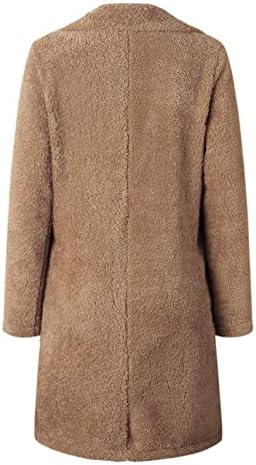 מעילי טדי חורף מטושטשים לנשים, מעילי חורף חורף, מעילים חמים של דש דש מזדמנים פרווה חמים פתוחים קדמיים
