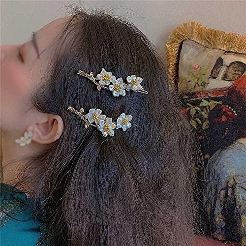 GSDNV 1 זוג וינטג 'מתוק פנינה טבעית פנינה פרח לא סדיר שיער מתכת שיער אביזרי שיער לנשים מתנות לילדות