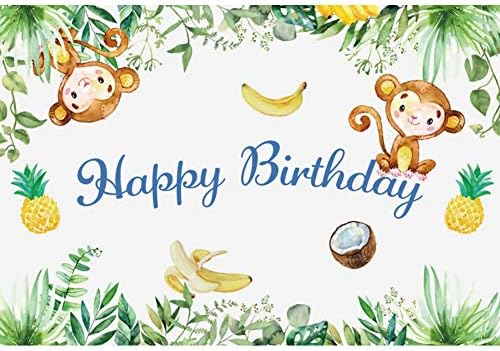 Dorcev 8x6ft יום הולדת שמח תפאורת ג'ונגל ספארי נושא יום הולדת מסיבת יום הולדת צילום רקע קריקטורה קוף קוף