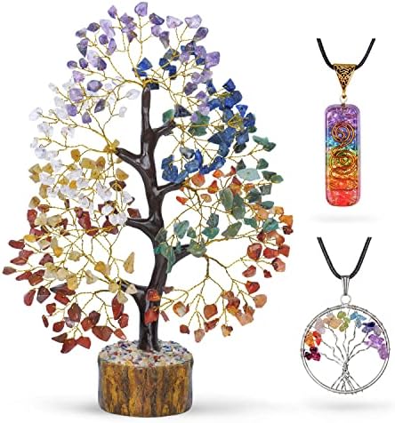 עץ צ'אקרה שבעה - עץ אבן חן - קריסטל פנג שואי - עץ קריסטל לאנרגיה חיובית - מתנות לאנשים רוחניים - עיצוב קריסטל