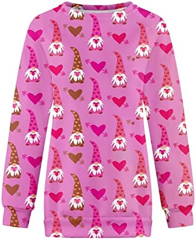חולצות Valentines של Jjhaevdy לנשים, צמרות קרקעיות סוודר שרוול ארוך אהבה גרפיקה גרפית סווטשירטים זוג