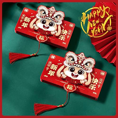 6 יחידות מעטפות אדומות סיניות 6 חריץ כרטיסים מתקפל הונג באו ארנב שנה מעטפת מנות כסף למטרות לחתונה של פסטיבל האביב