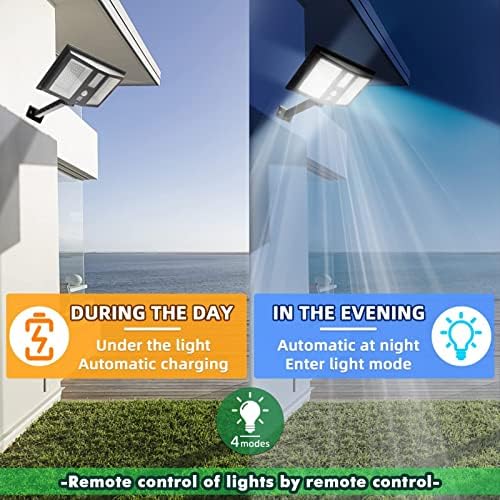 אורות סולאריים של DueWot חיצוניים, 138 נוריות LED אטום מים אלחוטי אטום מים אור שיטפון עם שלט רחוק,