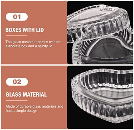 קריסטל זכוכית לב בצורת אחסון קופסות בולט תכשיטי תיבת סוכריות קופסא עם מכסה קטן מכוסה תכשיט ארגונית קופסות