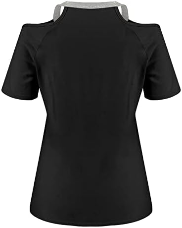 חולצות חמודות של Xiloccer לנשים קיץ נשים נ 'צוואר מהכתף הדפס חולצה עם שרוול קצר חולצה חולצה עליונה