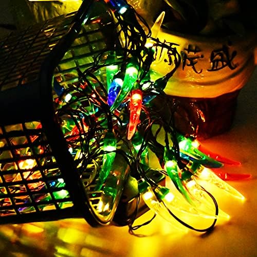 צ 'ילי פלפל שמש אורות מחרוזת חג המולד בחוץ, 50 לד ססגוניות אורות פיות מחרוזת עם פלפל צ' ילי