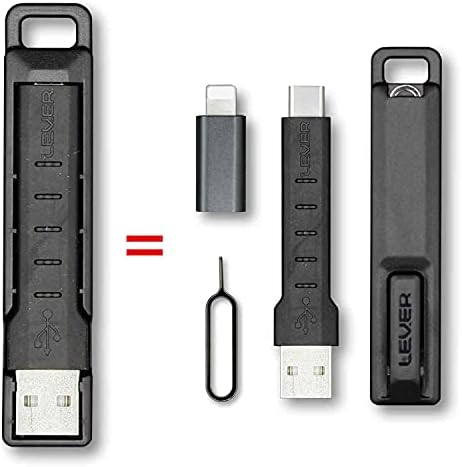 מנוף ציוד כבלים - כבל מחזיק מפתחות USB C - כולל מתאם לאייפון של Apple, כבל USB C קצר, נשיאה