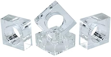 Saro Lifestyle NR016.C טבעת מפית זכוכית קריסטל ברורה עם עיצוב קצה כפול,