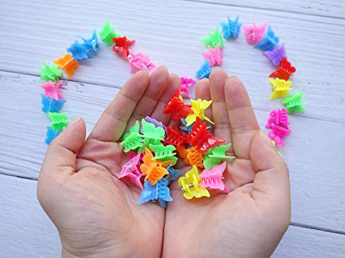 חבילה של 100 קטעי שיער פרפר, Multi Color Mini Butterfly Clip