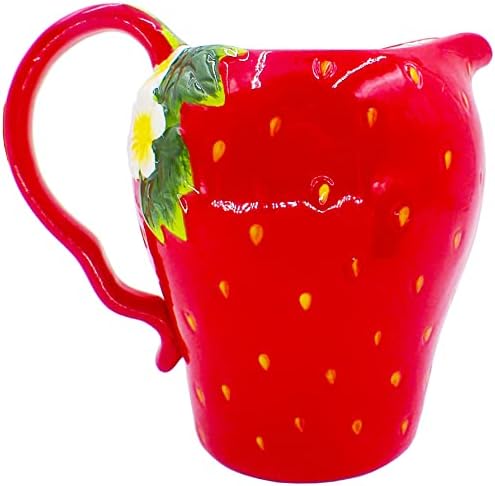 ראשית קנקן תות אדום ורוד מבריק, קנקן תות קרמי אדום, קנקן מטבח תות למים, לימונדה