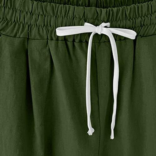 מכנסי פשתן כותנה לנשים קצרים מזדמנים המותניים המותניים המותניים הקצרים של מכנסיים קצרים של