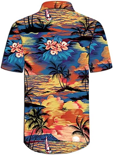 חולצת פרחים של פלומה אדומה של הגברים הסטים הוואי 2 אימונית אימונית כפתור מזדמן מטה חולצת שרוול קצר