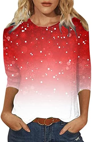 חולצות חג שמח לנשים חמוד מצחיק שרוול ארוך חג המולד אייל הדפס גרפי הדפס גרפי חולצה מזדמנים