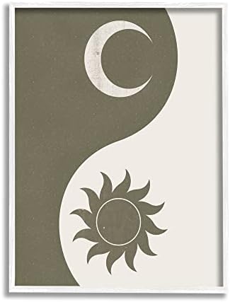 תעשיות Stupell Solar & Lunar Yin Yang צורה מוטיב רוחני אמנות קיר ממוסגרת, עיצוב מאת JJ Design House LLC