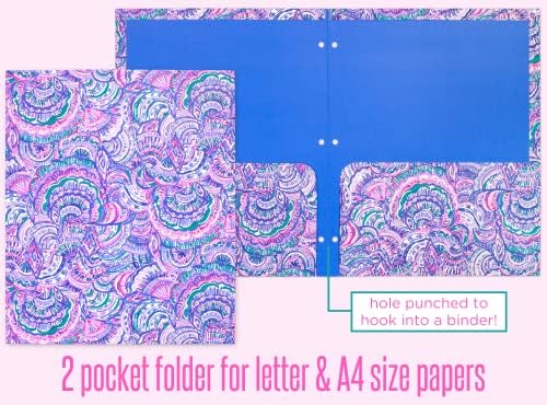 לילי פוליצר 3-חבילה כיס תיקיית סט, צבעוני מכתב גודל מסמך מארגני, תיקיות לבוא חור אגרוף כדי להתאים קלסרים, פגז