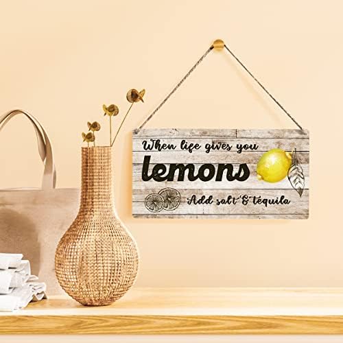 חווה מתנה של שלט לימון למטבח כשהחיים נותנים לך לימונים עץ תלייה שלט עץ עיצוב רטרו קיר עיצוב לאמנות לקישוט