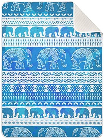 פילים כחולים מנדלה שמיכות לתינוקות לבנים שמיכות פעוטות חמות סופר רכות לבנות שמיכת עריסה קלה שמיכה